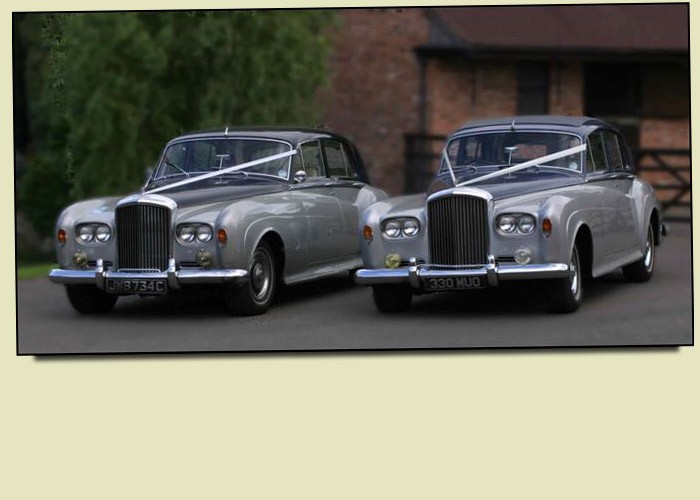 Bentley S3 Georgian Silver over Royal Blue Wedding and Prom Car Hire in Kidderminster, Worcester & Birmingham